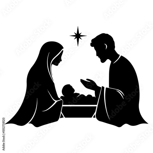 Mary, Joseph, and Baby Jesus Icon depicting the holy birth story