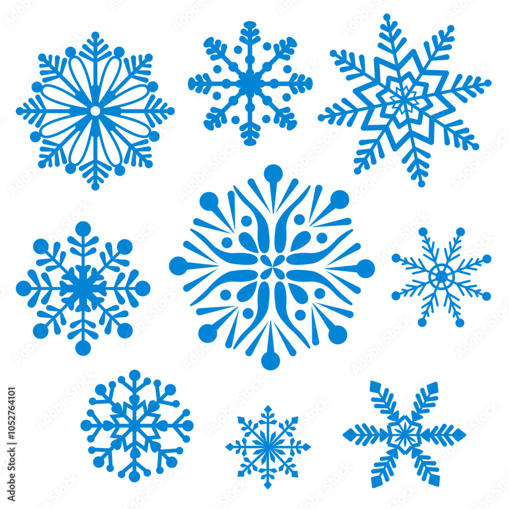 Fototapeta premium Snowflakes Collection vector isolated on white