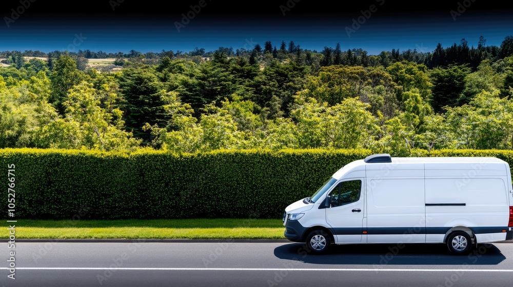 A large white motorhome with black stripes is parked at the entrance of Stuart Park National Park on a bright sunny day A large white motorhome with black stripes is parked at the entrance of Stuart Park National Park on a bright sunny day