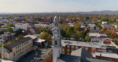 Downtown Frederick Maryland, St John the Evangelist Roman Catholic Church, Aerial Drone Shot