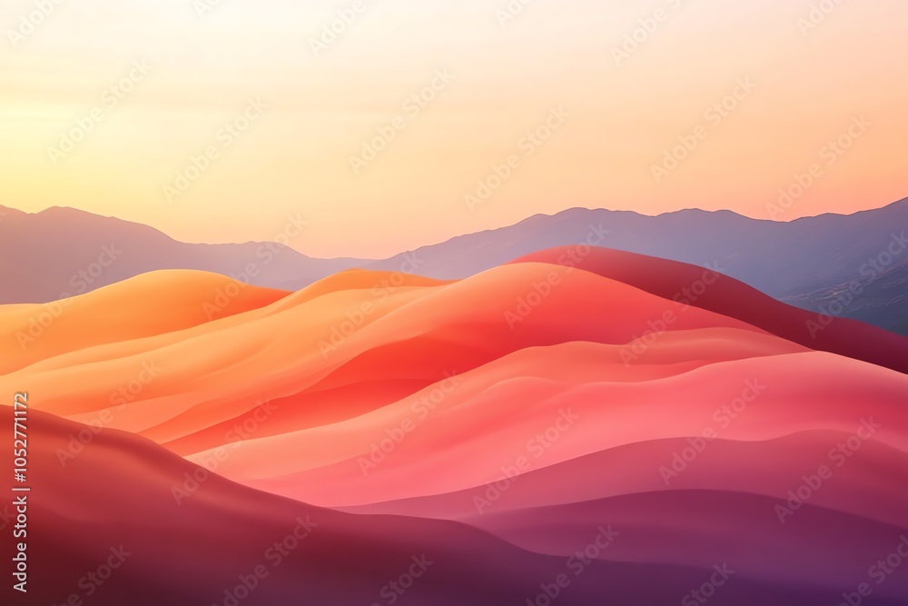Obraz premium Montagnes abstraites au coucher du soleil en tons chauds 