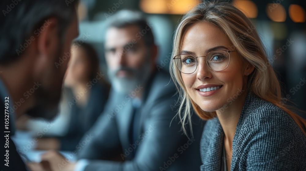 Professional meeting with a smiling woman in business attire. Professional meeting with a smiling woman in business attire.