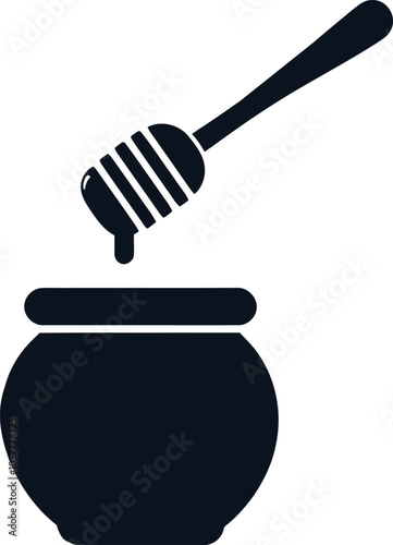Honey Dipper with honey jar Silhouette Icon