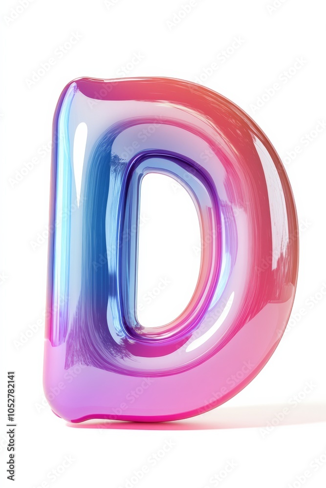 3D Bubble Letter D with Soft Rounded Edges in Pastel Colors. 3D Bubble Letter D with Soft Rounded Edges in Pastel Colors.