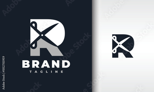 letter R scissors logo