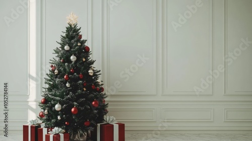 Christmas gifts under a tree inside a house in December