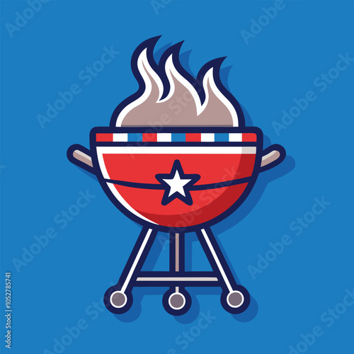 Red, white, and blue grill ready for summer grilling.