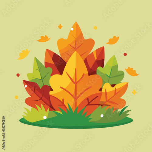 Colorful autumn leaves in a cluster.