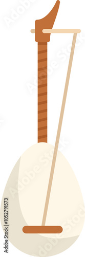 Simple flat vector illustration of a kobza, a traditional ukrainian string musical instrument, isolated on white background