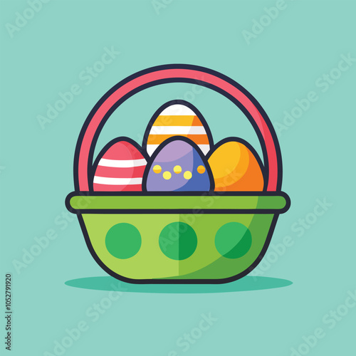 A basket full of colorful Easter eggs.