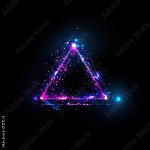 Glowing purple and blue cosmic triangle on a black background.