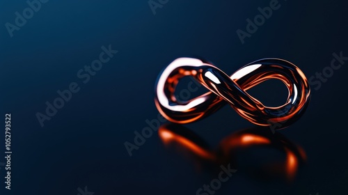 Metallic infinity symbol on a dark gradient background, perfect for design projects.