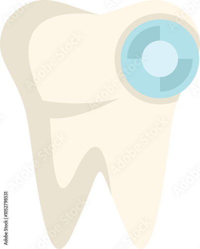 Cartoon illustration of a tooth getting a dental sealant for protection and prevention