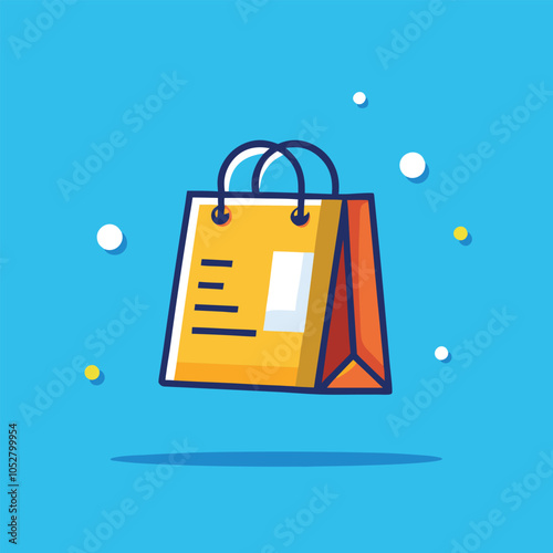 A yellow shopping bag with a blue background.