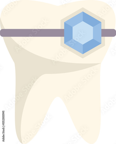 White tooth with a blue gem attached to it is illustrating the concept of dental jewelry