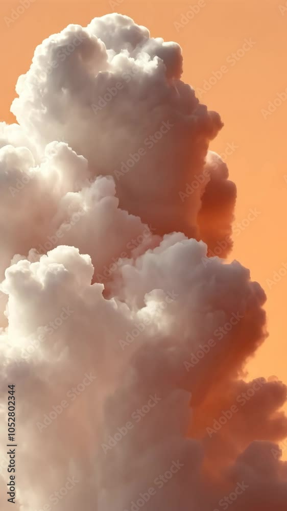 Towering cumulus clouds against an orange sky Towering cumulus clouds against an orange sky