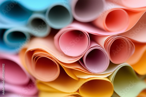 Colorful rolled papers creating a vibrant abstract pattern