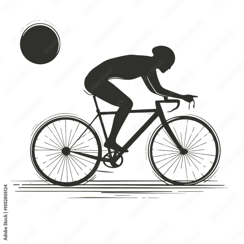 Obraz premium Silhouette of Cyclist Riding a Bike Under a Full Moon