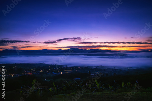 Sea of mist from Yunlai view point at Pai, Mae Hong Son, Thailand photo