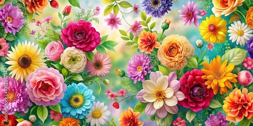 Panoramic floral wallpaper background