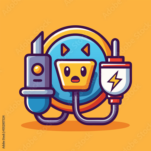 Cute illustration of a power outlet