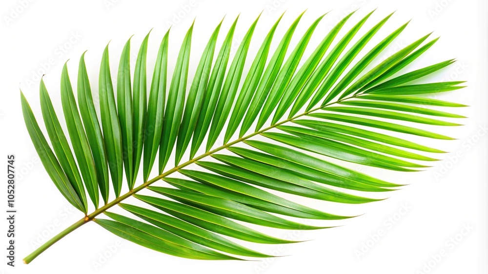 Obraz premium Panoramic green palm leaf on white background