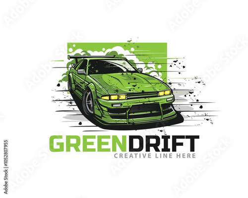 green car on the smoke