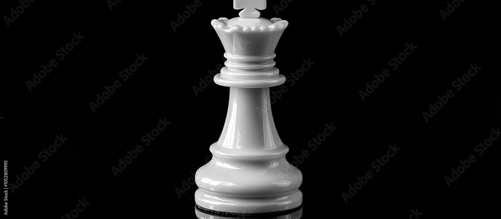 White chess queen piece isolated on black background. (1) White chess queen piece isolated on black background. (1)