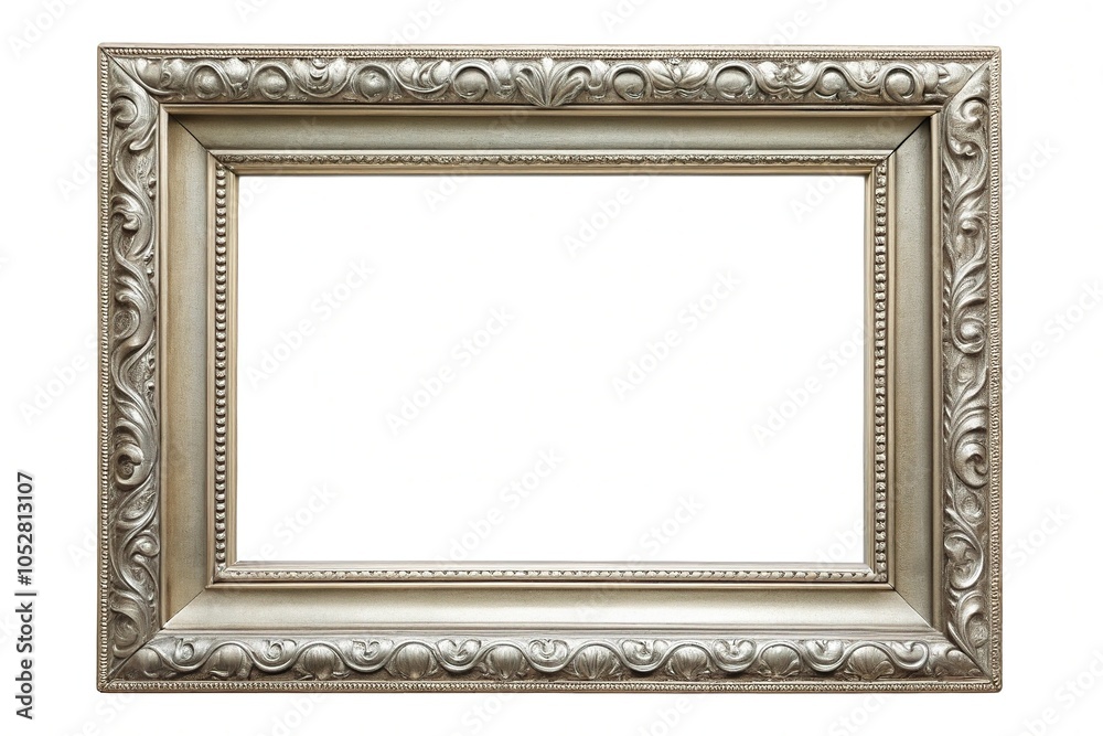 Panoramic silver frame for painting or picture on white background Panoramic silver frame for painting or picture on white background