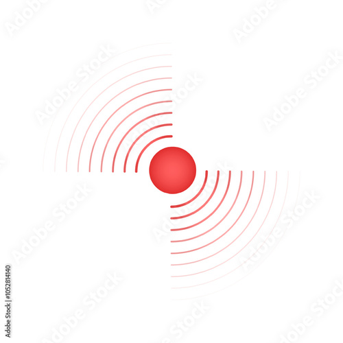 Signal sign. Pain localization icon. Ache or inflammation, pulse or headache symbol. Shock, vibration, radar or sound wave pictogram isolated on white background. Vector flat illustration.
