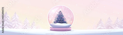 Wallpaper Mural A beautiful snow globe featuring a winter scene with a decorated tree, evoking a magical holiday spirit in soft pastel colors. Torontodigital.ca