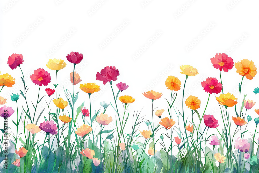 A vibrant field of colorful flowers in various shades, set against a light background, showcasing the beauty of nature and spring. A vibrant field of colorful flowers in various shades, set against a light background, showcasing the beauty of nature and spring.