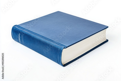 Blue hardcover book on a white background.