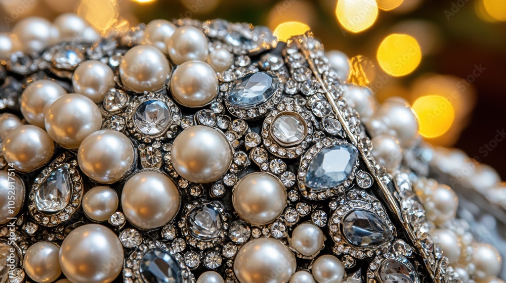 Luxurious pearl and crystal embellishments create an opulent and dazzling display, AI Luxurious pearl and crystal embellishments create an opulent and dazzling display, AI
