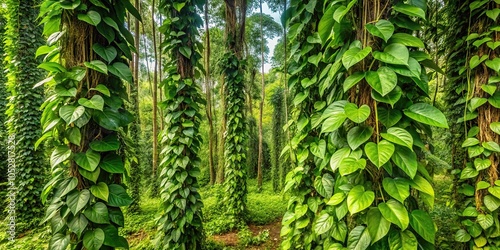 Panoramic view of jagube vine, essential plant for ayahuasca and daime preparation photo