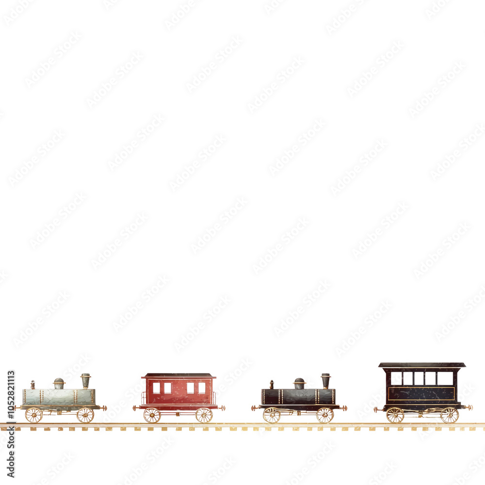 Naklejka premium Vintage Toy Train on Tracks