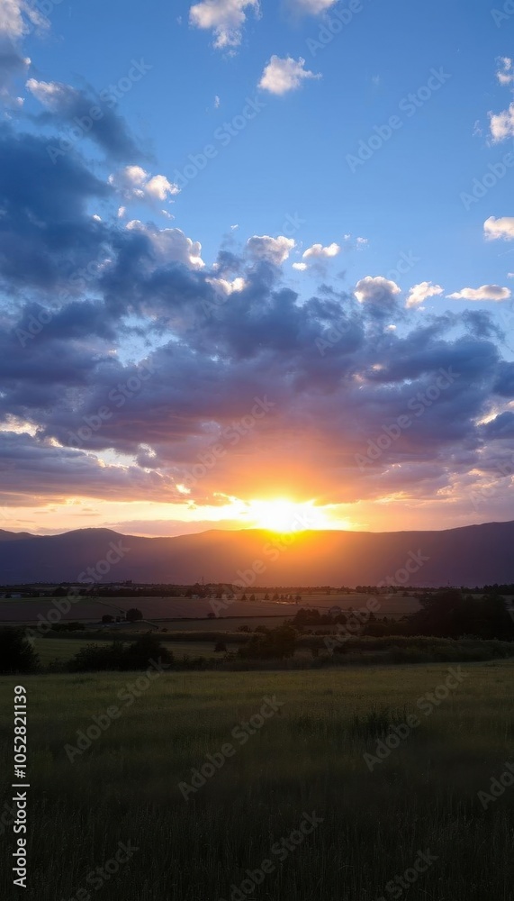 Fototapeta premium araffes in a field with a sunset in the background