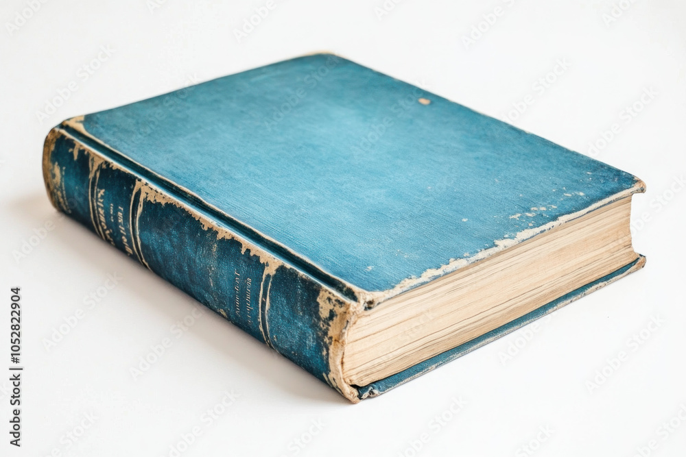 Blue book on white background, open with blank pages. Blue book on white background, open with blank pages.