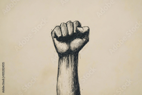 Drawing of a fist clenched tightly, showing power and determination.