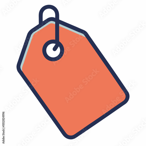 A simple, clean, and modern illustration of a price tag with a string and a hole. Ideal for use in marketing materials, web design, and presentations. Perfect for showcasing your promotions, sales.