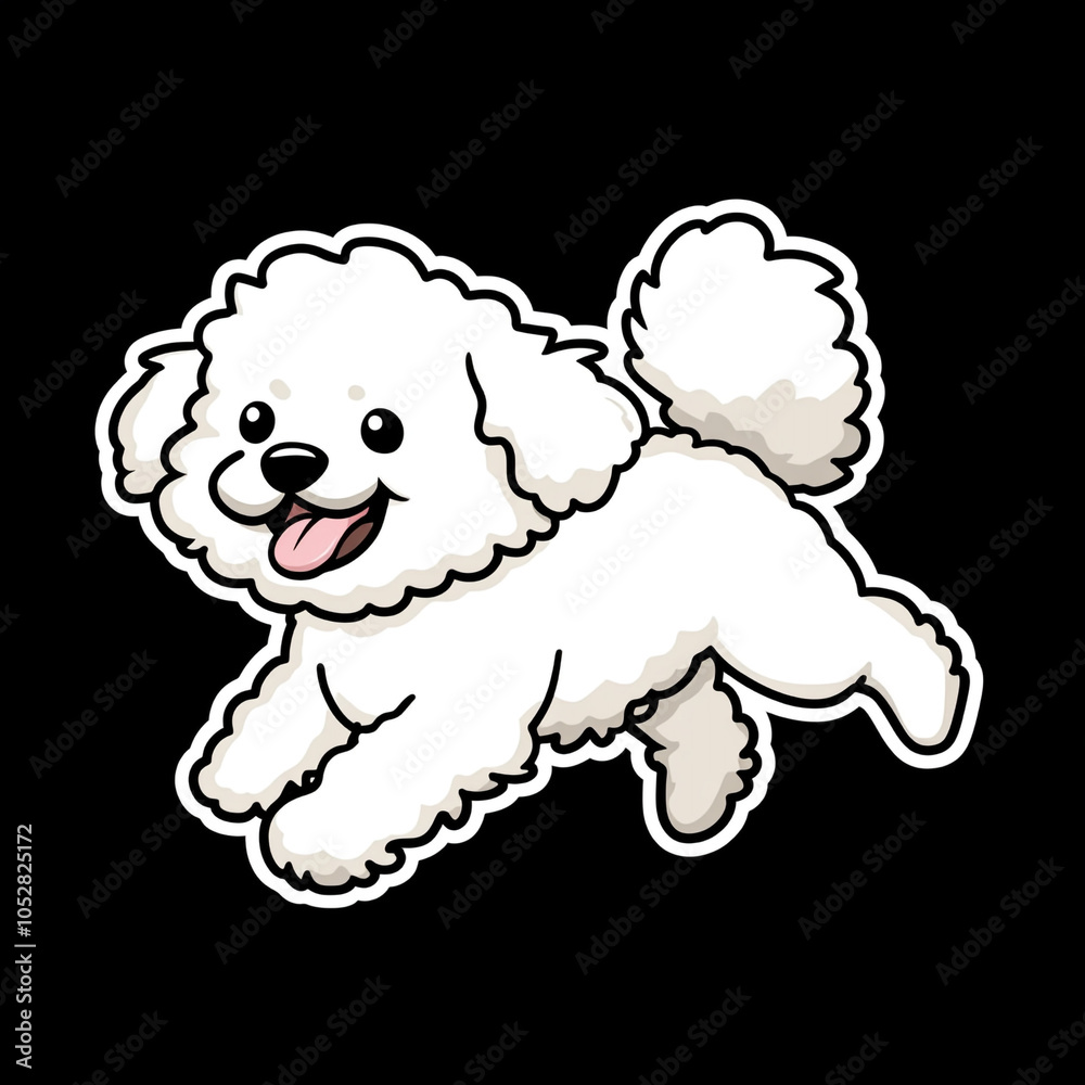 Bichon Frise Dog Running Happily 2D Cartoon Sticker - Cute and Playful Puppy Illustration for Pet Lovers and Animal Enthusiasts Bichon Frise Dog Running Happily 2D Cartoon Sticker - Cute and Playful Puppy Illustration for Pet Lovers and Animal Enthusiasts