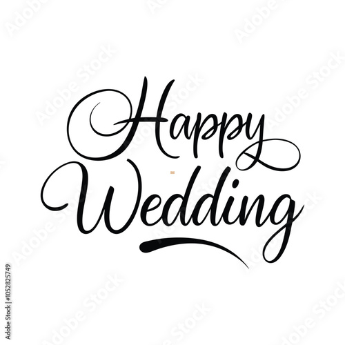 Foto lettering happy wedding white background