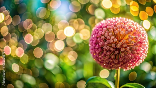 Forced Perspective flower of the sequin plant or kyllinga nemorali on blurry background photo