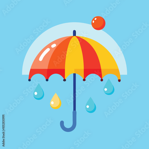 Colorful umbrella with raindrops