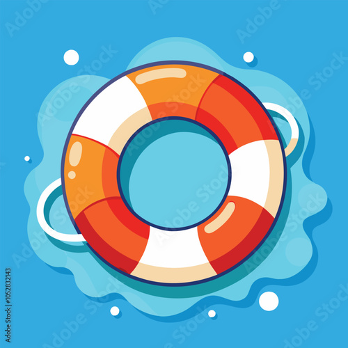 Orange and white life preserver in the water.