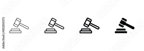 Gavel icon set. judge gavel symbol vector