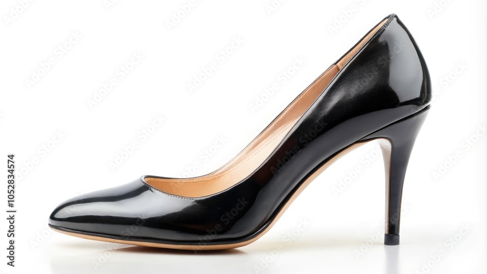 Elegant Black High Heel and Leg Isolated on White Background - Fashion Footwear Product Photography for Online Retail and Advertising