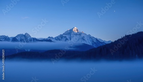 a view of a mountain with a snow covered peak in the distance