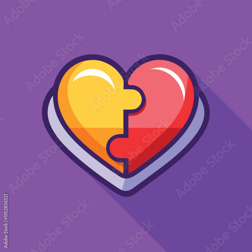Two puzzle pieces fit together to form a heart.