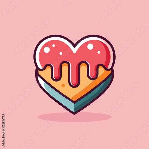 Sweet heart-shaped cake with pink frosting